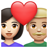 Couple avec cœur: Femme, Homme, Peau Claire, Peau Moyennement Claire