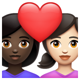Couple avec cœur: Femme, Femme, Peau Foncée, Peau Claire