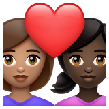 Couple avec cœur: Femme, Femme, Peau Moyenne, Peau Foncée