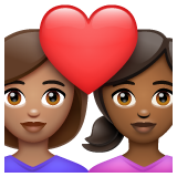 Couple avec cœur: Femme, Femme, Peau Moyenne, Peau Moyennement Foncée