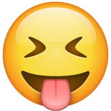 Visage Qui Tire La Langue Les Yeux Plissés