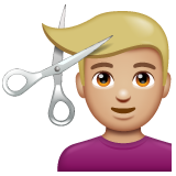 Man Getting Haircut: Medium-Light Skin Tone para WhatsApp 2.26.8.72