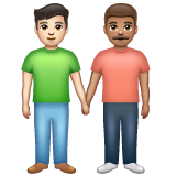 Homens que seguram as mãos: tom de pele claro, tom de pele médio para WhatsApp 2.26.8.72